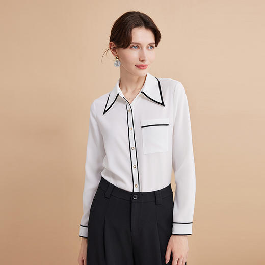 EITIE爱特爱撞色经典利落通勤百搭衬衫秋季新款C2409408 商品图2