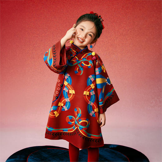 送花圃发卡 年衣童装女童旗袍唐装秋冬新款连衣裙儿童裙子加绒演出服礼服冬装（送花圃发卡） 商品图13