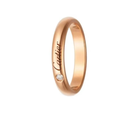 CARTIER卡地亚 C de Cartier系列 单颗钻  18K玫瑰金 戒指 53号 男女同款款 宽3mm窄版  B4232300