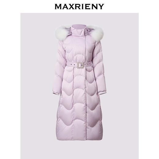 MAXRIENY2024时尚女士连帽收腰中长款加厚保暖冬季冬羽绒服大毛领(货号:MF85DC754) 商品图0