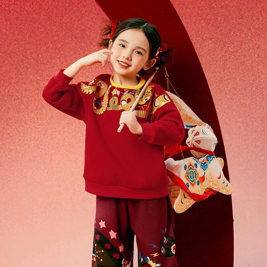 年衣蛇么都旺卫衣童装男女童卫衣秋冬儿童长袖t恤女童打底衫宝宝套头上衣加绒（送独占鳌头拼图） 商品图2