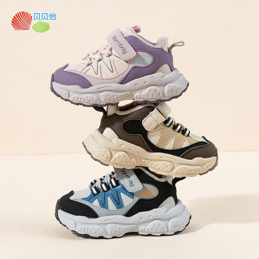 贝贝怡加绒秋冬新款男女宝宝运动鞋柔软舒适魔术贴休闲鞋ZB4DX015 商品图3