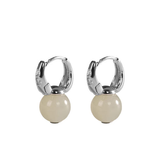 【轻音】S925银镶嵌天然和田玉几何耳饰【RP-eq01019】 商品图4