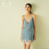 原创性感桑罗交叉真丝睡裙深V露背性感短款连衣裙蕾丝拼接可外穿 商品缩略图0