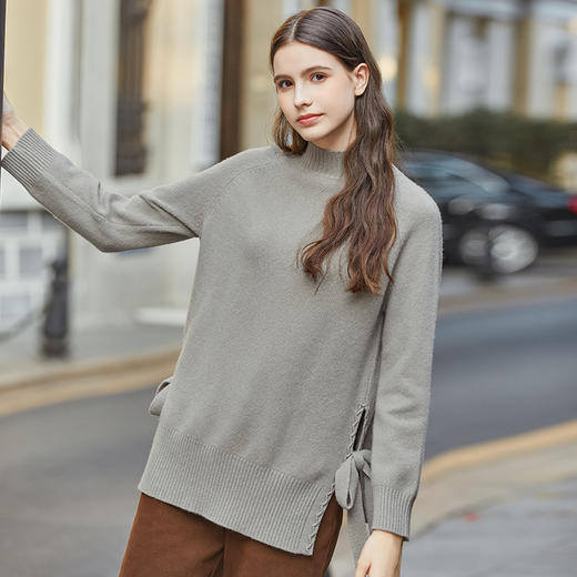 Famecoco范可儿半高领羊毛设计感毛衣女冬FAB8DC017 商品图2