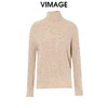 VIMAGE纬漫纪舒适保暖高领燕麦色100%绵羊毛针织衫24冬季新款VC2401302 商品缩略图6