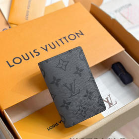 LouIs VUITTON 标志印花短款双折 涂层帆布 钱包 男款 黑色（CB）