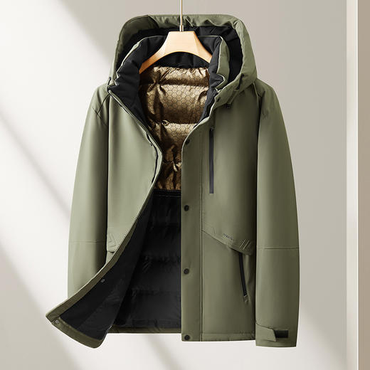 【特大码】【新款DX】大依优型大码连帽黑金羽绒服90白鸭绒保暖加厚加肥加大上衣男士外套胖子 商品图12