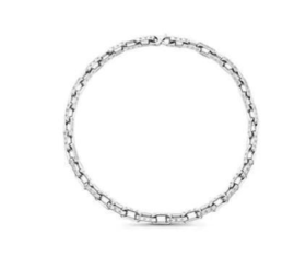 LOUIS VUITTON 精致拼接 链式 古巴链 金属 项链男女同款情侣款 银色