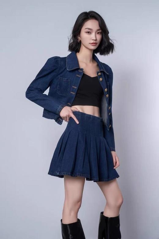 Stay2Weeks 宫廷俏皮风牛仔外套半裙套装 19088 商品图0
