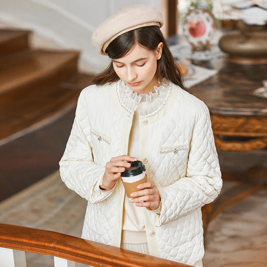 Famecoco范可儿小香风轻薄羽绒服外套女冬FAB8AJ025 商品图3