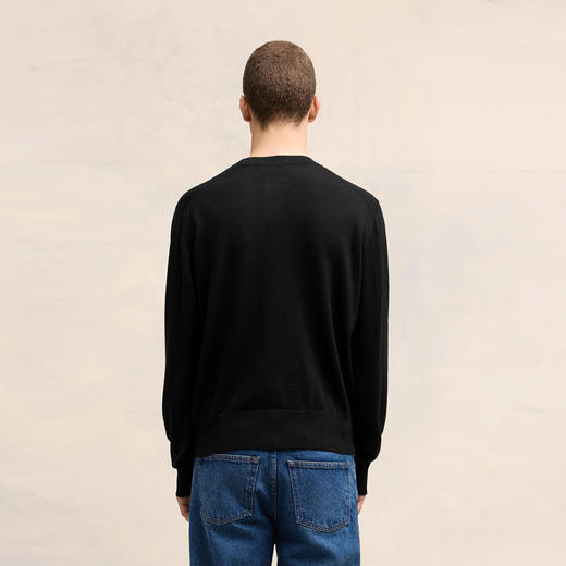 AMI 男士徽标刺绣羊毛针织衫 黑色 BFHKS001 001 001 商品图2