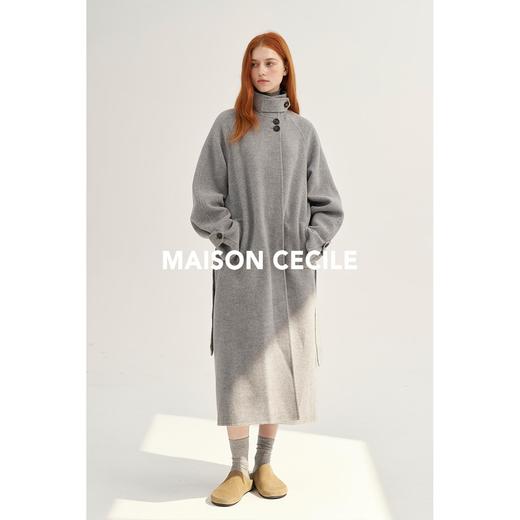 MAISON CECILE深灰/浅灰羊绒羊毛软糯蓬松感宽松立领大衣 商品图1