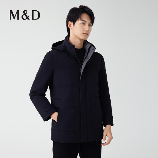 【名盾】立领带帽长款羽绒服，85%大朵鸭绒，可拆卸内胆M0DL25671B 商品图1