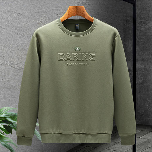 罗蒙春秋男装卫衣男士休闲百搭时尚凹凸字母卫衣男圆领套头T恤 商品图3