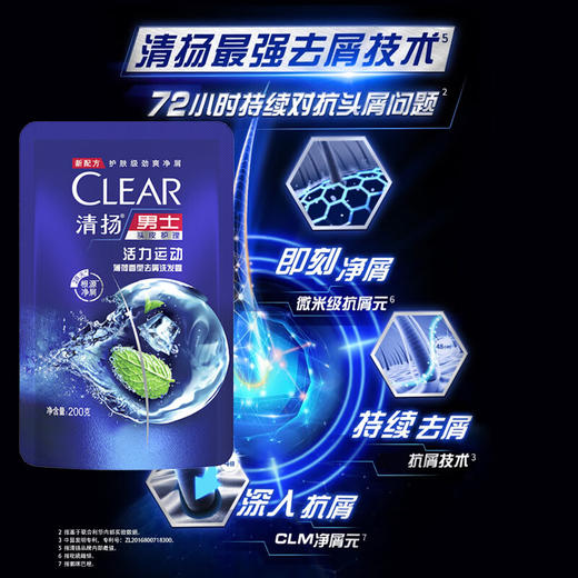 清扬男士去屑洗发露活力运动薄荷型200g补充装 商品图4