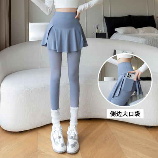TZW-羊羔绒假两件裙裤加绒加厚鲨鱼裤侧口袋高腰大码外穿芭比裤打底裤 商品图8