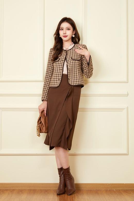 amadella 棕色千鸟格小香风短款外套 19072 商品图4