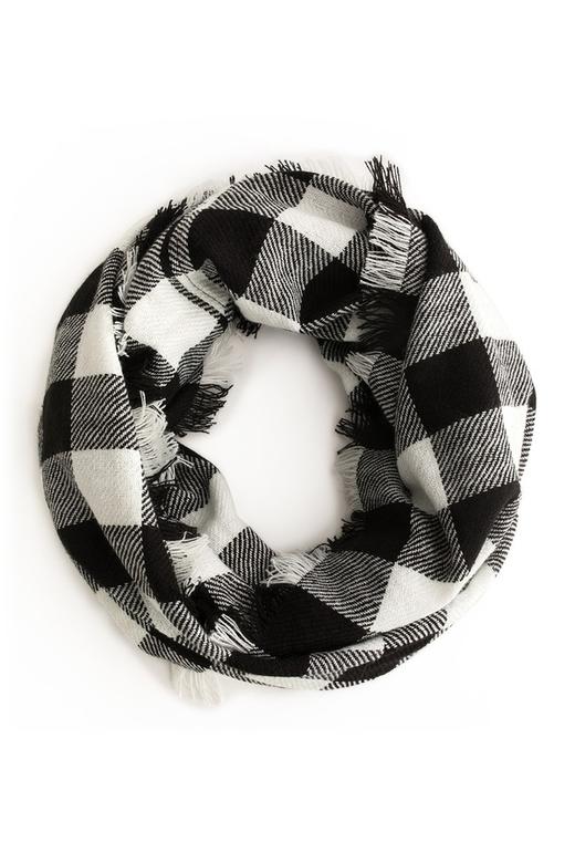 NOIR 黑白格纹毛边围巾 725 商品图2