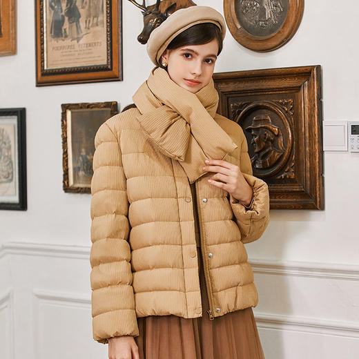 Famecoco短款泡芙羽绒服女加厚附羽绒围巾FAB8AJ041 商品图2