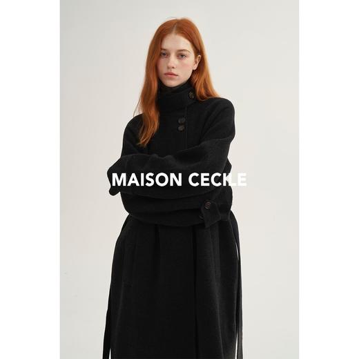 MAISON CECILE深灰/浅灰羊绒羊毛软糯蓬松感宽松立领大衣 商品图4