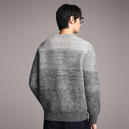 棉仓356826004-宽松渐变全羊毛圆领毛衣 商品图2