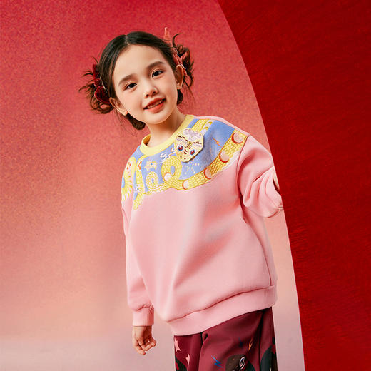 年衣蛇么都旺卫衣童装男女童卫衣秋冬儿童长袖t恤女童打底衫宝宝套头上衣加绒（送独占鳌头拼图） 商品图13