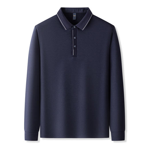 【羊毛蚕丝混纺 磨毛保暖】罗蒙秋冬男装长袖POLO衫男士商务休闲撞色领抗菌长袖t恤男 商品图8