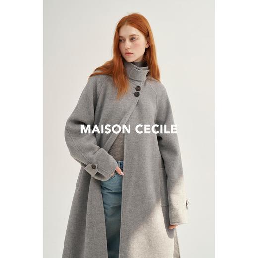 MAISON CECILE深灰/浅灰羊绒羊毛软糯蓬松感宽松立领大衣 商品图2