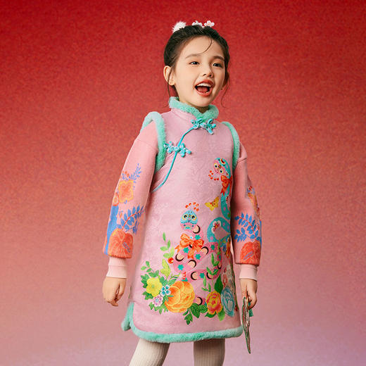 年衣童装儿童连衣裙2025新款女童背心裙秋冬季中式新年拜年服 商品图9