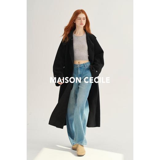 MAISON CECILE深灰/浅灰羊绒羊毛软糯蓬松感宽松立领大衣 商品图3