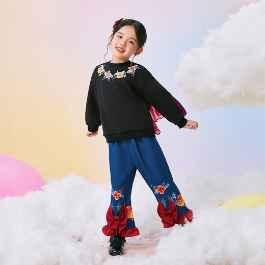 年衣童装女童卫衣长袖早秋新款儿童印花上衣女宝甜美蝴蝶造型T恤 商品图8