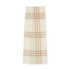 Burberry 博柏利 格纹丝毛混纺轻盈围巾 220*70cm 白色 / 雪花白