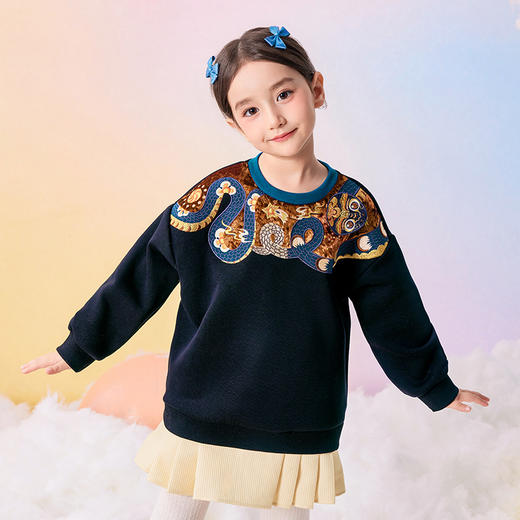 年衣蛇么都旺卫衣童装男女童卫衣秋冬儿童长袖t恤女童打底衫宝宝套头上衣加绒（送独占鳌头拼图） 商品图11