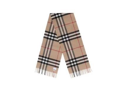 Burberry博柏利 格纹条纹山羊绒 绒线围巾 男女同款 168*30  驼色 商品图0