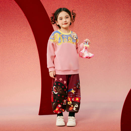 年衣蛇么都旺卫衣童装男女童卫衣秋冬儿童长袖t恤女童打底衫宝宝套头上衣加绒（送独占鳌头拼图） 商品图14