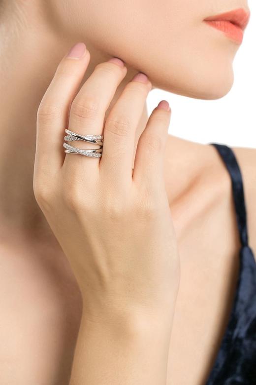 NOIR 银色拼接式锆石指环 892 商品图0