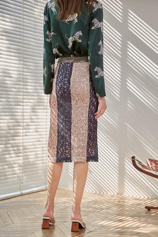 DAMO WANG/王大墨 拼色亮片蕾丝直筒裙 13995 商品图4