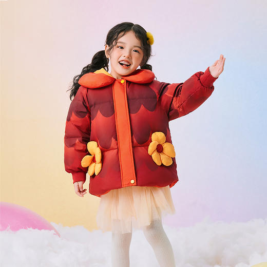 年衣童装儿童羽绒服女童冬装女孩中长款三防保暖甜美造型款外套（送蛇年抱枕）N1244346A15 商品图7