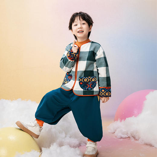 年衣童装新中式男童唐装上衣2025年早秋新款短款摇粒绒外套两面穿 商品图4