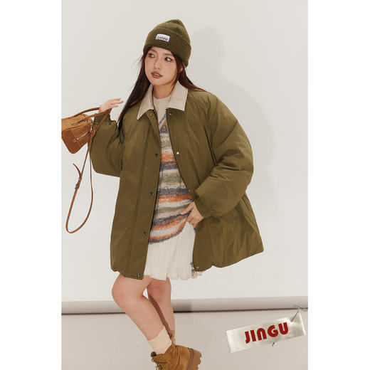 2024年新品~白标~北海道牛乳～插肩袖翻领拼色羽绒服女冬季气质保暖外套 商品图2