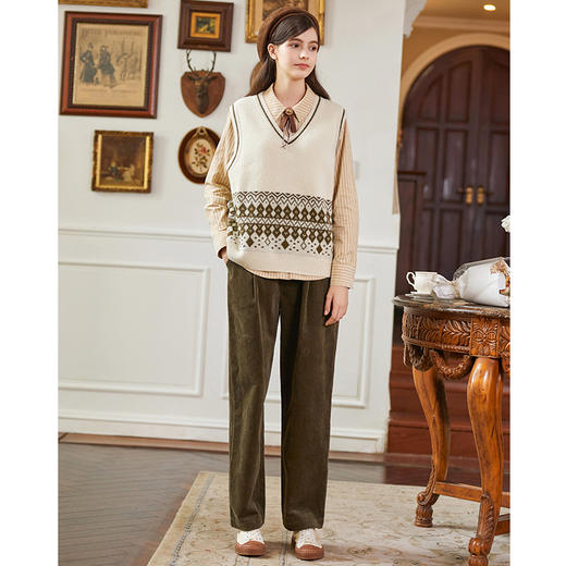 Famecoco范可儿多巴胺灯芯绒休闲裤女秋冬FAB8GA008 商品图4