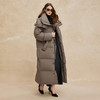 PR002斯尔丽2024年冬季新款高充绒带帽立领简约廓形长款通勤白鸭绒服 商品缩略图5