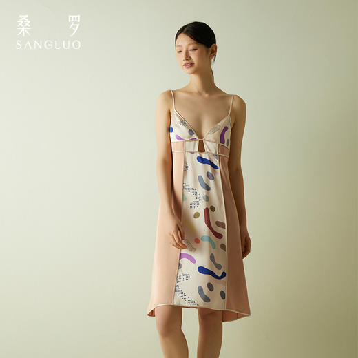 桑罗糖霜印花吊带裙深V露背睡裙女 商品图3