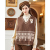 Famecoco范可儿羊毛提花针织马甲背心女冬FAB8CA022 商品缩略图0