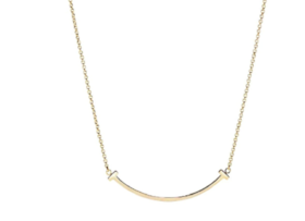 TIFFANY & CO.蒂芙尼 T-smile项链系列 笑脸18k金 项链 女款 小号  金色
