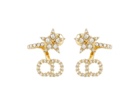 DIOR迪奥 黄铜水晶 锆石 耳环 女款 金色