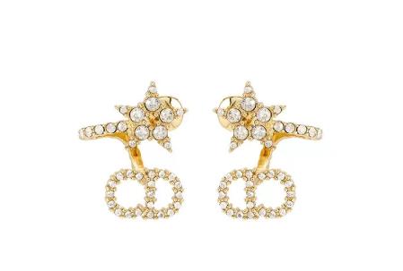 DIOR迪奥 黄铜水晶 锆石 耳环 女款 金色 商品图0