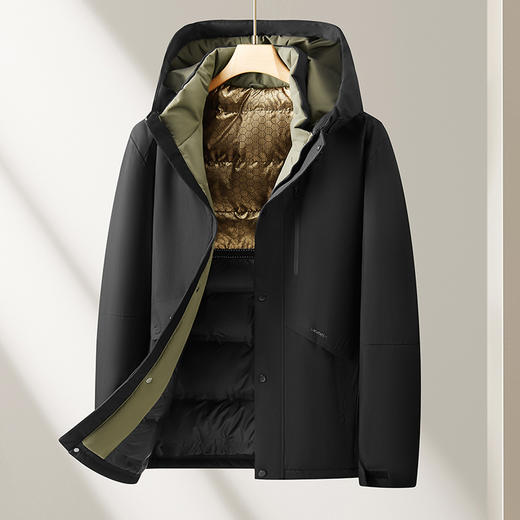 【特大码】【新款DX】大依优型大码连帽黑金羽绒服90白鸭绒保暖加厚加肥加大上衣男士外套胖子 商品图8