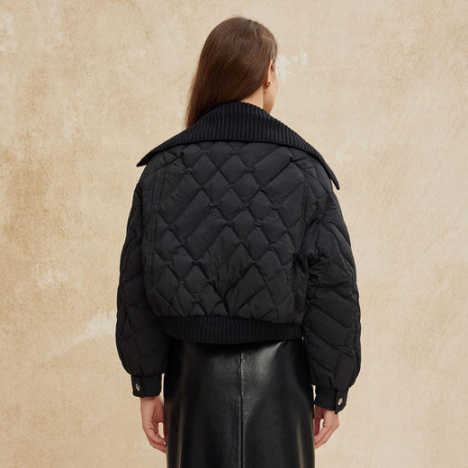 PR008斯尔丽24新款时尚甜酷风设计感短款针织翻领廓形减龄显高鸭绒羽绒服 商品图5